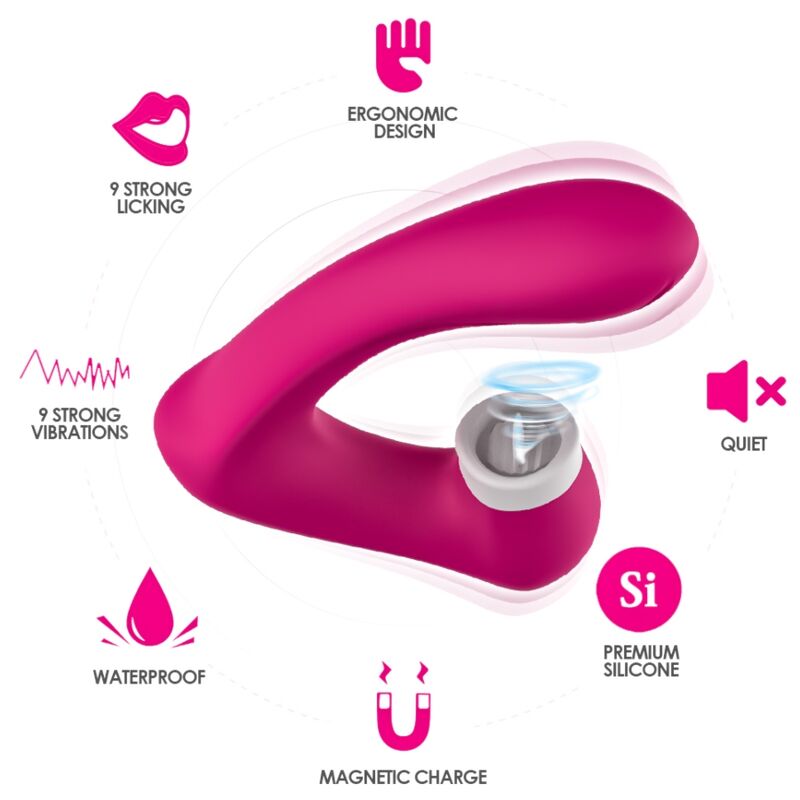 ARMONY - SECRETKISS CLITORIS TONGUE STIMULATOR &amp; CURVED VIBRATOR FUCHSIA