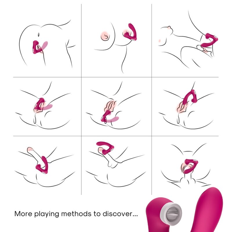 ARMONY - SECRETKISS CLITORIS TONGUE STIMULATOR &amp; CURVED VIBRATOR FUCHSIA