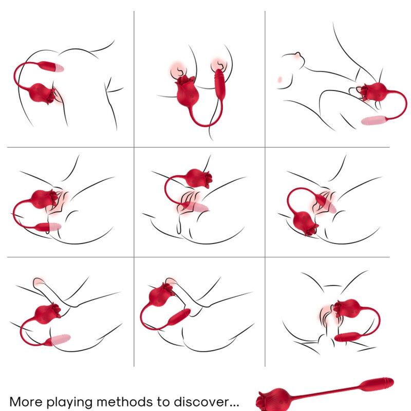 ARMONY - ROSELIP CLITORIS STIMULATOR WITH TONGUE 10 MODES &amp; RED VIBRATOR