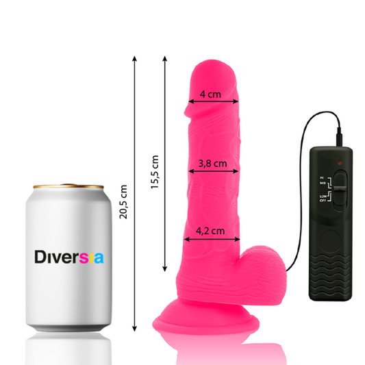 DIVERSIA - PINK VIBRATING FLEXIBLE REALISTIC DILDO 20.5 CM -OR- 4.2 CM