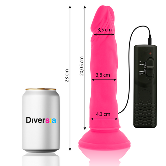 DIVERSIA - PINK VIBRATING FLEXIBLE REALISTIC DILDO 23 CM -OR- 4.3 CM