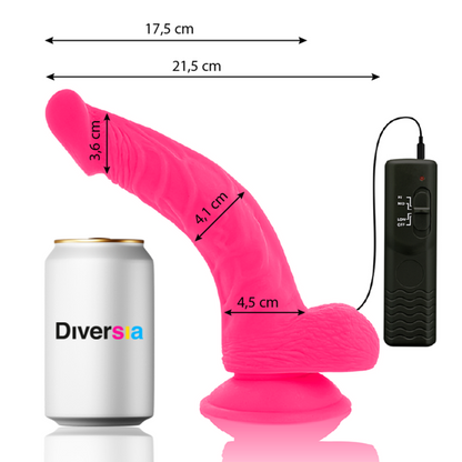 DIVERSIA - PINK VIBRATING FLEXIBLE REALISTIC DILDO 21.5 CM -OR- 4.5 CM