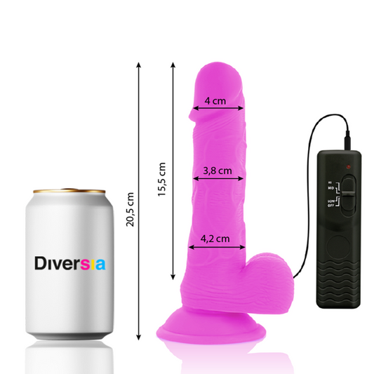 DIVERSIA - LILAC VIBRATING FLEXIBLE REALISTIC DILDO 20.5 CM -OR- 4.2 CM