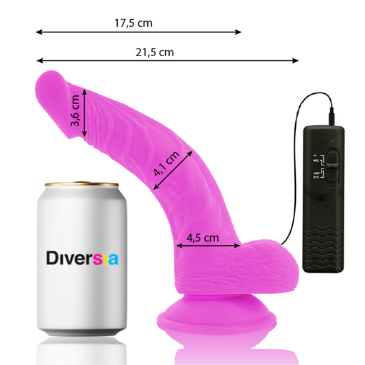 DIVERSIA - LILAC VIBRATING FLEXIBLE REALISTIC DILDO 21.5 CM -OR- 4.5 CM