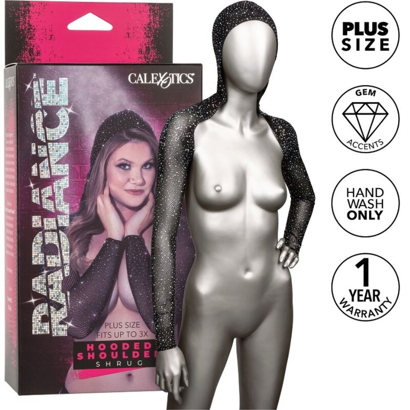 CALEXOTICS - RADIANCE Rhinestone Hooded Shrug Plus Size