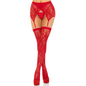 LEG AVENUE - LACE STOCKINGS &amp; RED GARTER BELT