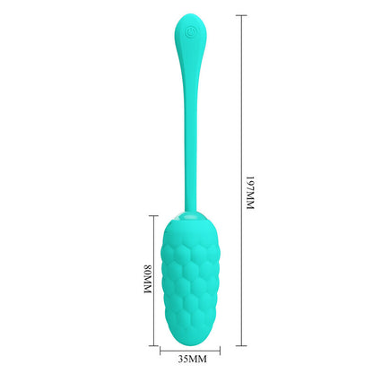 PRETTY LOVE - RECHARGEABLE VIBRATING EGG WITH MARINE TEXTURE IN AQUA GREEN