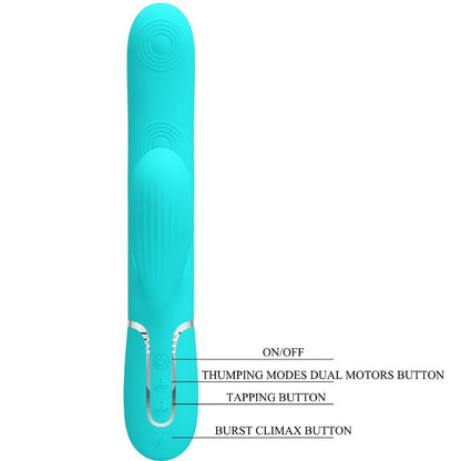 PRETTY LOVE - PERLITA 3-IN-1 MULTIFUNCTIONAL G-SPOT VIBRATOR AQUA GREEN