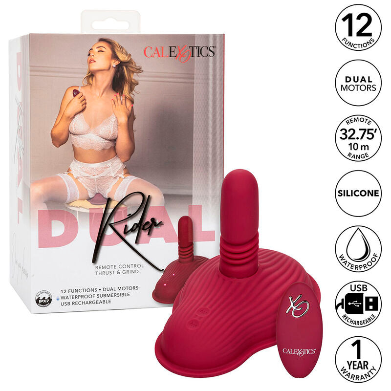 CALEXOTICS - RIDER DOUBLE MOTOR MASSAGER REMOTE CONTROL RED