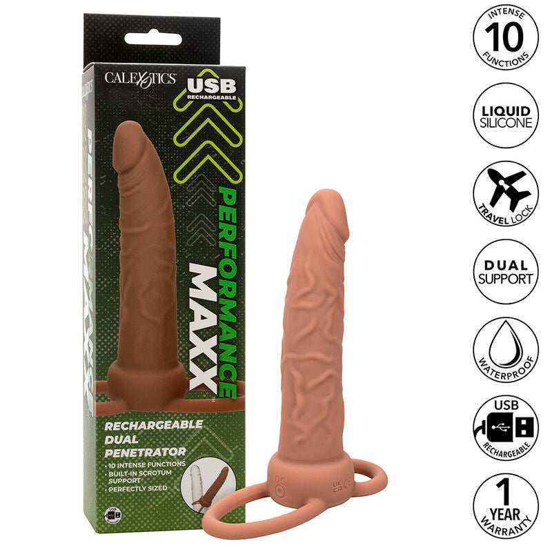 CALEXOTICS - PERFORMANCE MAXX DOUBLE RECHARGEABLE PENETRATOR FOR DARK SKIN