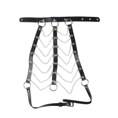 SUBBLIME - CHAIN ​​CHEST HARNESS BLACK LEATHER ONE SIZE