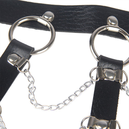 SUBBLIME - CHAIN ​​CHEST HARNESS BLACK LEATHER ONE SIZE
