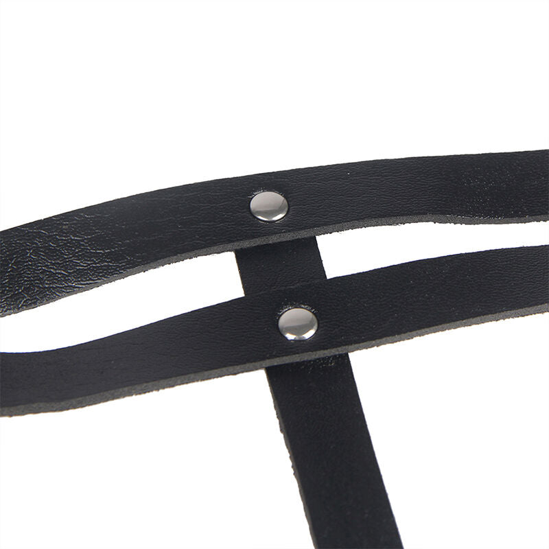 SUBBLIME - BLACK LEATHER RING CHAIN ​​BELT ONE SIZE