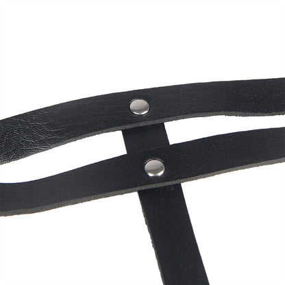 SUBBLIME - BLACK LEATHER RING CHAIN ​​BELT ONE SIZE