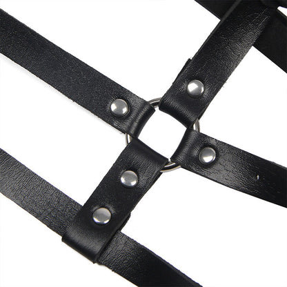 SUBBLIME - BLACK LEATHER RING CHEST HARNESS ONE SIZE