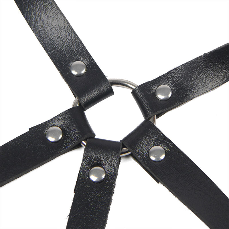SUBBLIME - BLACK LEATHER RING CHEST HARNESS ONE SIZE