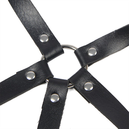 SUBBLIME - BLACK LEATHER RING CHEST HARNESS ONE SIZE