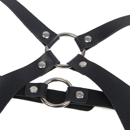 SUBBLIME - BLACK LEATHER FULL BODY HARNESS WITH BUCKLES ONE SIZE