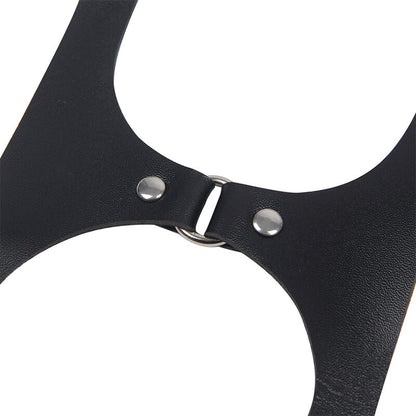 SUBBLIME - BLACK LEATHER FULL BODY HARNESS WITH BUCKLES ONE SIZE