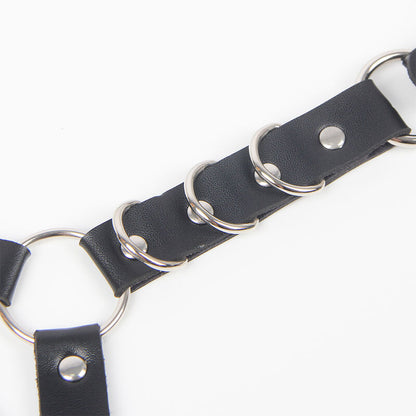 SUBBLIME - HARNESS BELT AND GARTER DETAIL RINGS AND CHAIN ​​ONE SIZE