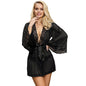 SUBBLIME - Sheer fabric gown with black lace detail, S/M