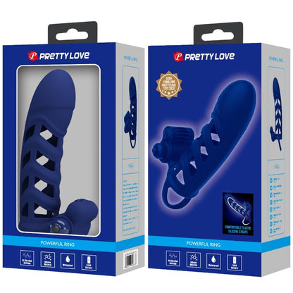 PRETTY LOVE - ALTAF VIBRATING RING WITH BLUE SILICONE SLEEVE