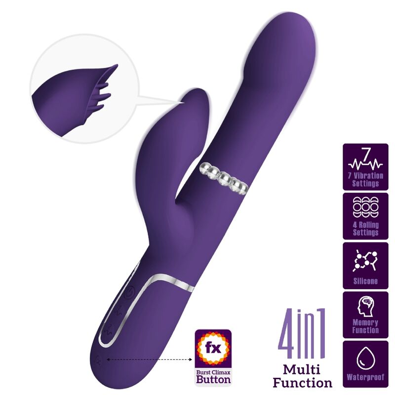 PRETTY LOVE - ZALIN 4-IN-1 PURPLE RABBIT PEARL VIBRATOR