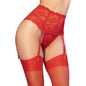CHILIROSE - CR 4718 GARTER BELT &amp; STOCKINGS RED S