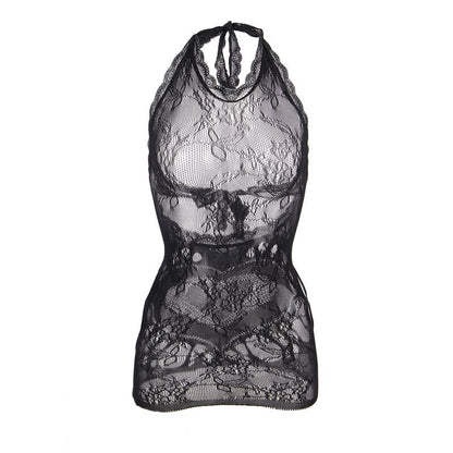 SUBBLIME - 952075 SHORT FISHNET DRESS WITH OPEN BACK AND HEART DETAIL BLACK ONE SIZE