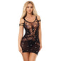 SUBBLIME - 952198 BLACK FISHNET DRESS WITH SPARKLING DIAMONDS ONE SIZE