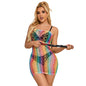 SUBBLIME - 952365 RAINBOW OFF-SHOULDER FISHNET DRESS ONE SIZE