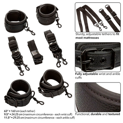 CALEXOTICS - NOCTURNAL BED RESTRAINTS ADJUSTABLE BLACK LEATHER