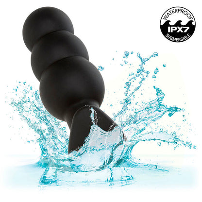 CALEXOTICS - ROCK BOTTOM ANAL PLUG WITH BEADS 10 VIBRATIONS BLACK SILICONE