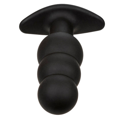 CALEXOTICS - ROCK BOTTOM ANAL PLUG WITH BEADS 10 VIBRATIONS BLACK SILICONE