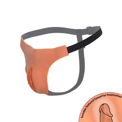 HIDDEN DESIRE - ALTER EGO ADJUSTABLE OPEN VAGINA THONG NATURAL