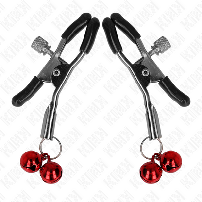 KINK - RED DOUBLE BELL NIPPLE CLAMPS 6 CM