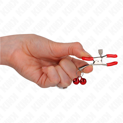KINK - RED NIPPLE CLAMPS WITH DOUBLE BELL RED 6 CM