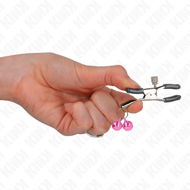 KINK - PINK DOUBLE BELL NIPPLE CLAMPS 6 CM