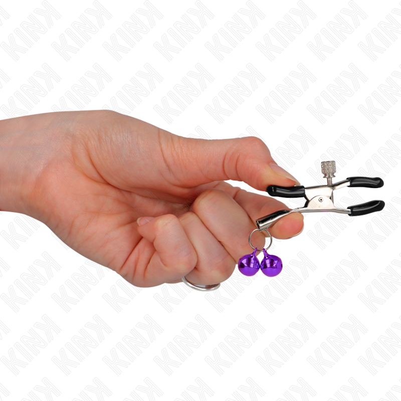 KINK - 6 CM VIOLET DOUBLE BELL NIPPLE CLAMPS