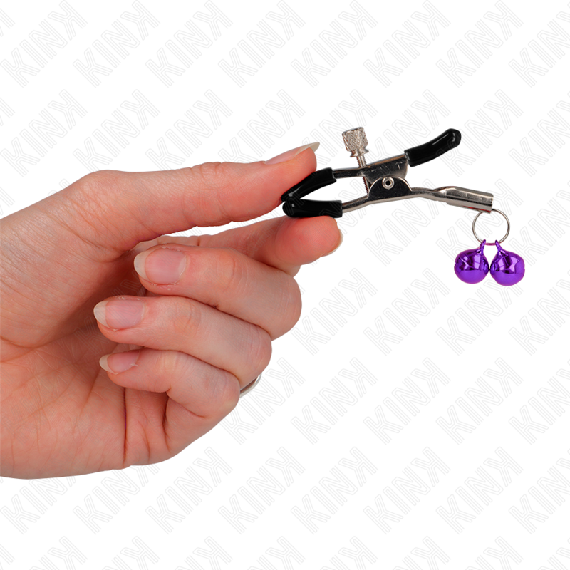 KINK - 6 CM VIOLET DOUBLE BELL NIPPLE CLAMPS