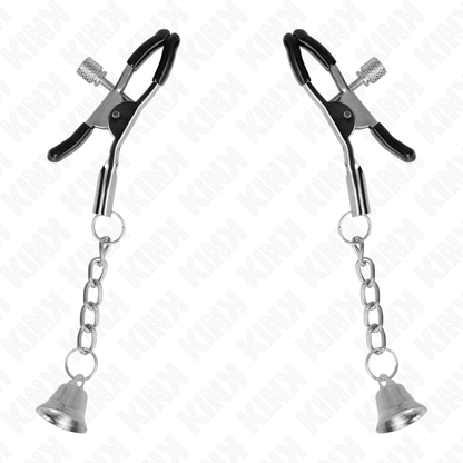 KINK - NIPPLE CLAMPS WITH SILVER BELL PENDANT 6 CM