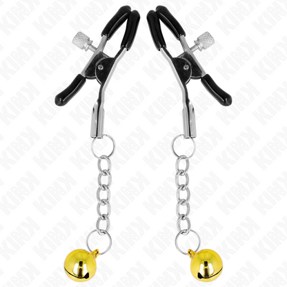 KINK - NIPPLE CLAMPS WITH GOLDEN BELL CHARM 6 CM