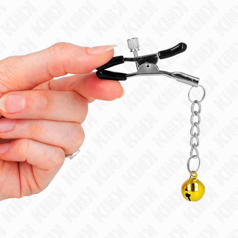 KINK - NIPPLE CLAMPS WITH GOLDEN BELL CHARM 6 CM