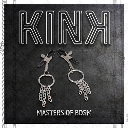KINK - NIPPLE CLAMPS WITH RING AND SMALL CHAINS SILVER 6 CM
