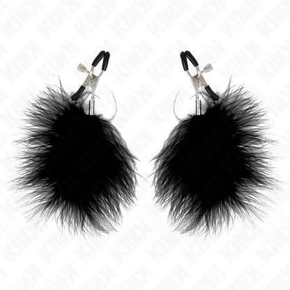 KINK - BLACK FEATHER NIPPLE CLAMPS 7 CM