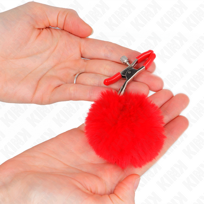 KINK - RED POMPOM NIPPLE CLAMPS 6 CM
