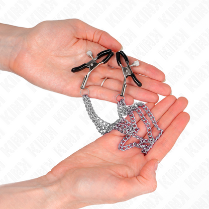 KINK - SILVER TRIPLE CHAIN ​​NIPPLE CLAMPS 20/23/28 CM