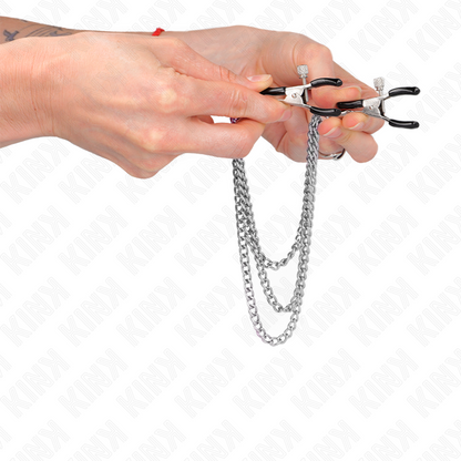 KINK - SILVER TRIPLE CHAIN ​​NIPPLE CLAMPS 20/23/28 CM
