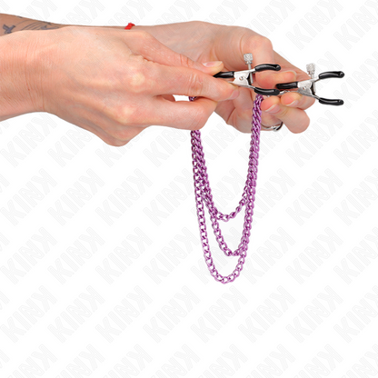 KINK - TRIPLE CHAIN ​​NIPPLE CLAMPS VIOLET 20/23/28 CM