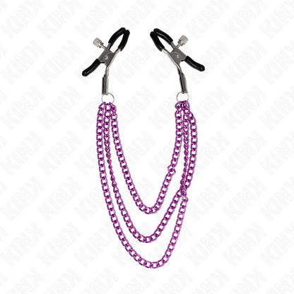 KINK - TRIPLE CHAIN ​​NIPPLE CLAMPS VIOLET 20/23/28 CM